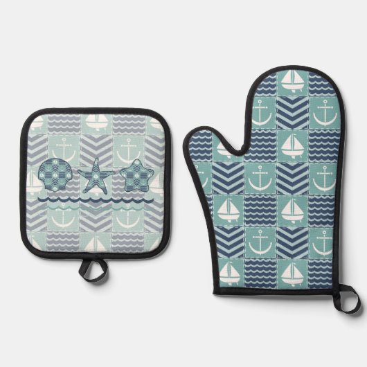 Nautical Quilt Ofenhandschuh & Topflappen-Set (Vorderseite)