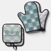 Nautical Quilt Ofenhandschuh & Topflappen-Set (Vorderseite/Rückseite)
