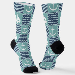 Nautical Quilt Socken