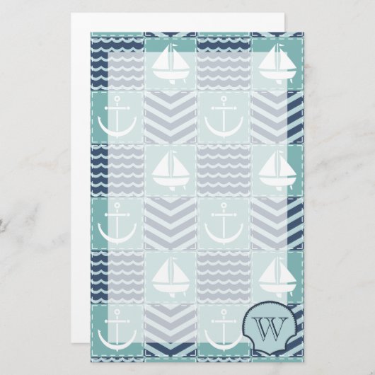 Nautical Quilt Stationery Briefpapier (Vorne/Hinten)