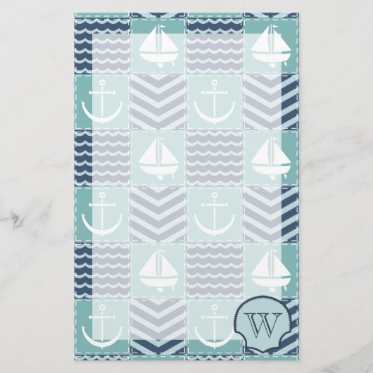 Nautical Quilt Stationery Briefpapier (Vorderseite)
