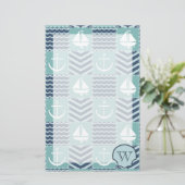 Nautical Quilt Stationery Briefpapier (Stehend Vorderseite)
