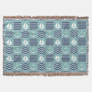 Nautical Quilt Throw Blanket Decke