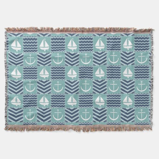 Nautical Quilt Throw Blanket Decke (Vorderseite)