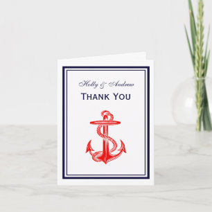 Nautical Red Anchavy Gerahmt 2V Vielen Dank Dankeskarte