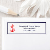 Nautical Red Anchor Navy Gerahmt 2-Adressetikett (Insitu)