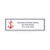 Nautical Red Anchor Navy Gerahmt 2-Adressetikett (Vorne)