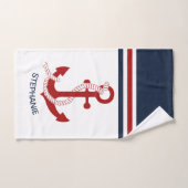 Nautical Red Anchor Red White Blau Streifen Badhandtuch Set (Handtuch)