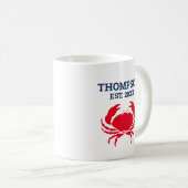 Nautical Red Crab benutzerdefinierter Schiffsname Kaffeetasse (VorderseiteRechts)