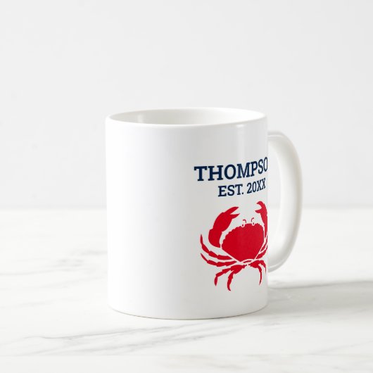 Nautical Red Crab benutzerdefinierter Schiffsname Kaffeetasse (VorderseiteRechts)