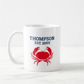 Nautical Red Crab benutzerdefinierter Schiffsname Kaffeetasse (Links)