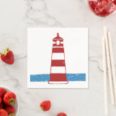Nautical Red Lighthouse Blue Ocean Wedge / Party Serviette (Beispiel)