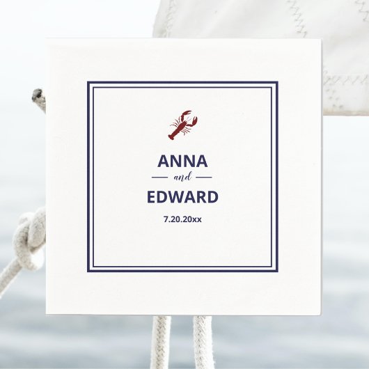 Nautical Red Lobster Wedding Paper Napkin Serviette
