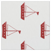Nautical Red Sailboote auf Weiß Stoff (Nahaufnahme)