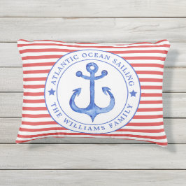 Nautical Red Stripes Personalisiert Outdoor Pillow Kissen Für Draußen