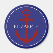 Nautical Red White and Blue Anchor Personalisiert Magnet (Vorne)