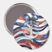 Nautical Red White Blue Bow Anchor Magnet (Vorderseite/Rückseite)