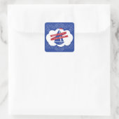 Nautical Red White Navy Blue Baby Dusche Quadratischer Aufkleber (Tasche)