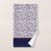 Nautical Red White Navy Blue Stripe Lighthouse Badhandtuch Set (Handtuch)
