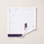 Nautical Red White Navy Blue Stripe Lighthouse Badhandtuch Set (Waschlappen)