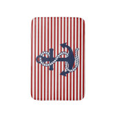 Nautical Red White Strips und Blauer Anker Badematte (Vorderseite Vertikal)