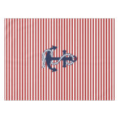 Nautical Red White Strips und Blauer Anker Tischdecke (Vorderseite (Horizontal))