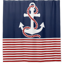 Nautical Red White Strips und Red Anchor