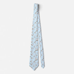 Nautical Relief boat Sailing Adventure Light Blue Krawatte