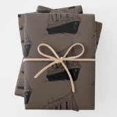 Nautical Retro Brown and Black Ship Sailing Boat Geschenkpapier Set (Beispiel)