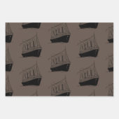 Nautical Retro Brown and Black Ship Sailing Boat Geschenkpapier Set (Vorderseite)