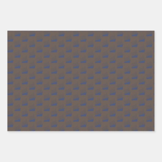 Nautical Retro Brown Navy Blue Ship Segelboot Geschenkpapier Set (Vorderseite 3)