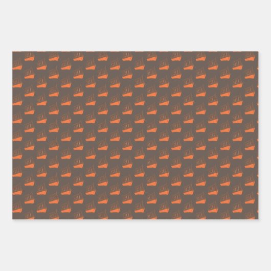 Nautical Retro Brown Orange Ship Boat Geschenkpapier Set (Vorderseite 3)