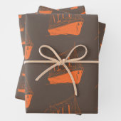 Nautical Retro Brown Orange Ship Boat Geschenkpapier Set (Beispiel)