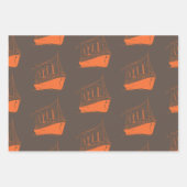 Nautical Retro Brown Orange Ship Boat Geschenkpapier Set (Vorderseite)
