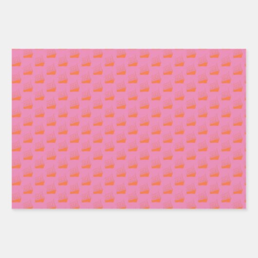 Nautical Retro Pink Orange Schiff Segelboot Geschenkpapier Set (Vorderseite 3)