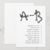 Nautical Rope Alphabet Wedding Seating Chart Card  Einladung (Vorne/Hinten)