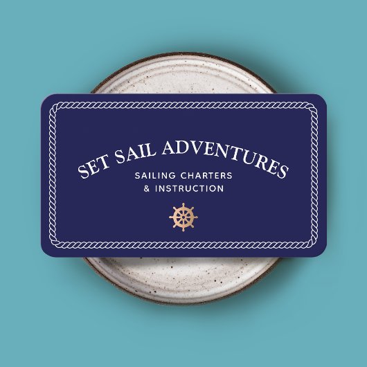 Nautical Rope Gold Ship Wheel Business Card Visitenkarte