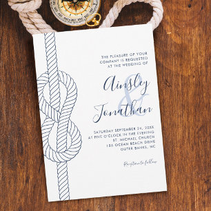 Nautical Rope Knot Modern Script Wedding Einladung