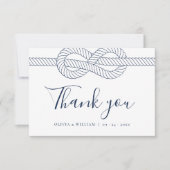 Nautical Rope Knot Modern Wedding Dankeskarte (Vorderseite)