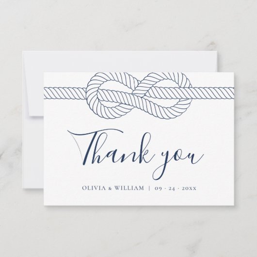 Nautical Rope Knot Modern Wedding Dankeskarte (Vorderseite)
