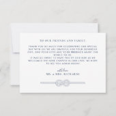Nautical Rope Knot Modern Wedding Dankeskarte (Rückseite)