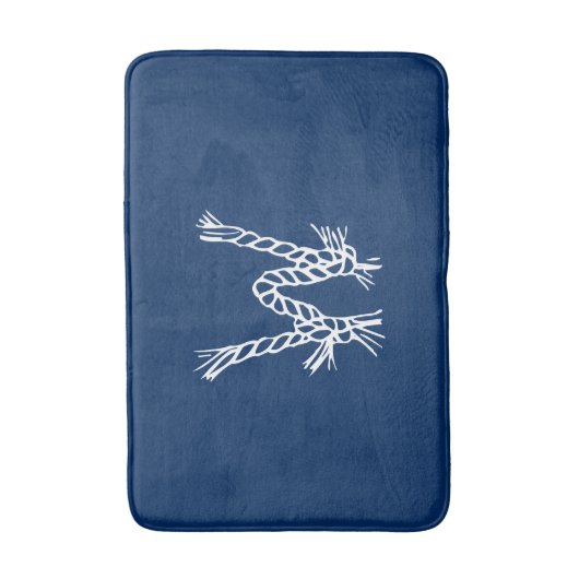 Nautical rope knots blue custom monogram badematte (Vorderseite Vertikal)