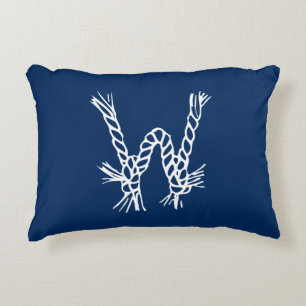 Nautical rope knots blue custom monogram dekokissen