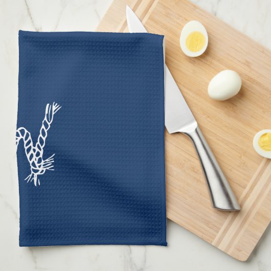 Nautical rope knots blue custom monogram geschirrtuch (Viertel Falte)