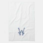 Nautical rope knots blue custom monogram geschirrtuch (Vertikal)