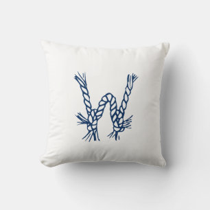 Nautical rope knots blue custom monogram kissen