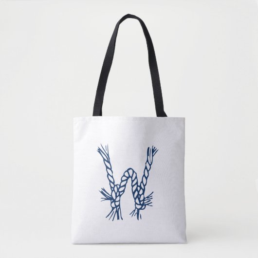 Nautical rope knots blue custom monogram tasche (Vorderseite)