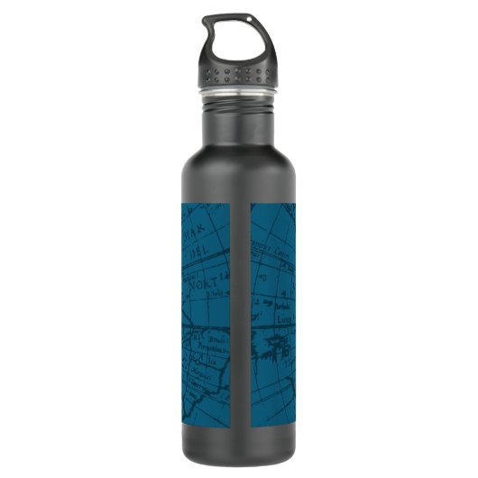 Nautical Rope Monogram Map Blue Edelstahlflasche (Rückseite)