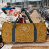 Nautical Rope Monogram Map Brown Duffle Bag