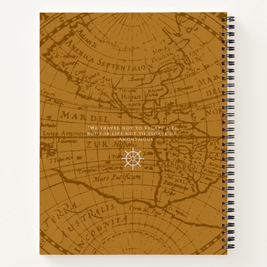 Nautical Rope Monogram Map Brown Notizblock (Rückseite)